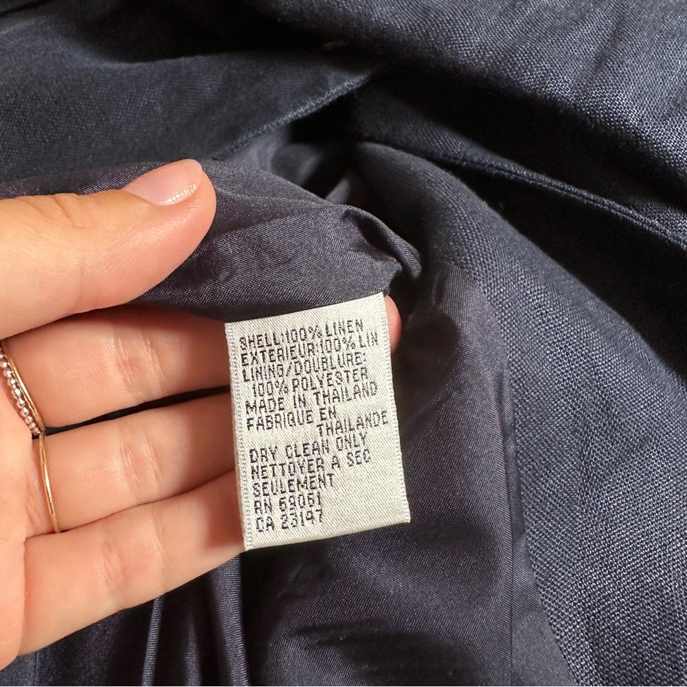 VINTAGE NAVY LINEN BLAZER PANTSUIT TALBOTS ONE BUTTON HIGH RISE DRESS PANTS S-M - Picture 7 of 12